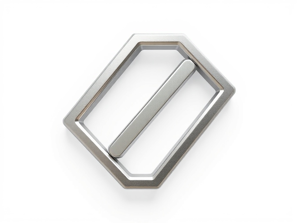 Simplified three-dimensional geometric form, like a stylized Z, in polished silver with subtle reflections, isolated on white, photorealistic 8k, product photography.